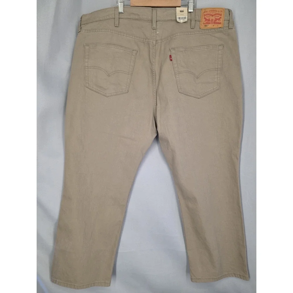 New Levis Original 511 Mens 46/28 (L26) Stretch KHAKI/BEIGE SlimFit Jeans RT:$70